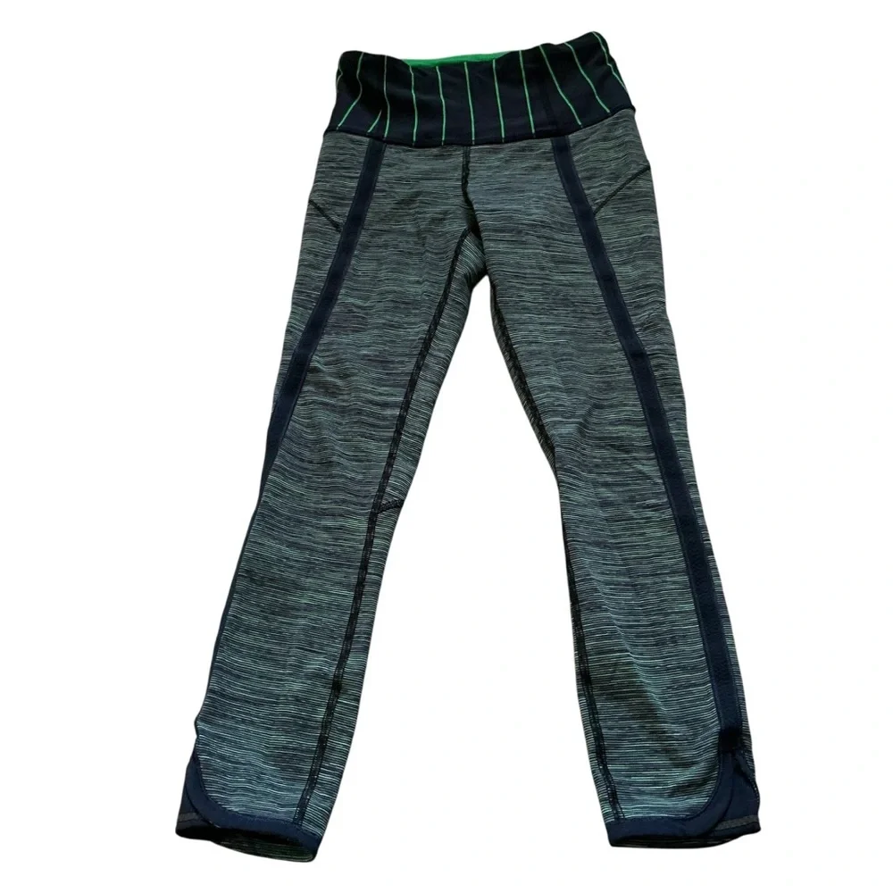 Lululemon can’t stop ankle leggings “we are from space” green bean slalom stripe